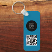 Blue Logo QR Code Business Branding Promo Keychain キーホルダー (正面)