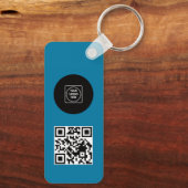 Blue Logo QR Code Business Branding Promo Keychain キーホルダー (裏面)