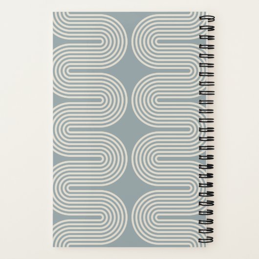Blue Lombard Wavy Lines Modern Custom Notebook ノートブック (裏面)