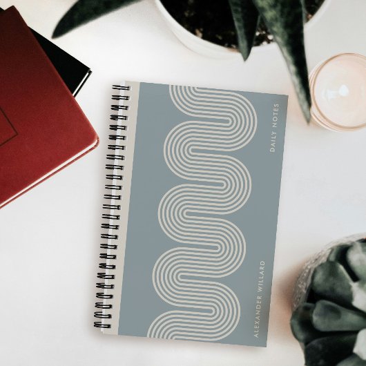 Blue Lombard Wavy Lines Modern Custom Notebook ノートブック