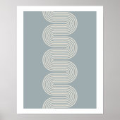 Blue Lombard Wavy Lines Modern Minimal Art Print ポスター (正面)
