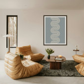 Blue Lombard Wavy Lines Modern Minimal Art Print ポスター