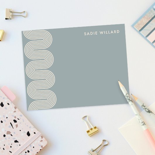 Blue Lombard Wavy Lines Modern Stationery Card ノートカード