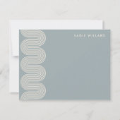 Blue Lombard Wavy Lines Modern Stationery Card ノートカード (正面)