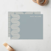 Blue Lombard Wavy Lines Modern Stationery Card ノートカード (正面/裏面インサイチュ)
