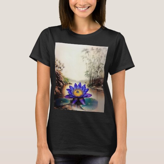 Blue Lotus Emerging from Muddy Waters (Vietnamese) Tシャツ (正面)