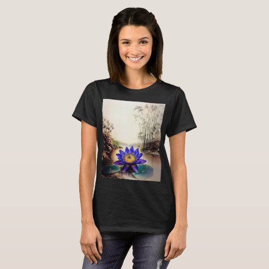 Blue Lotus Emerging from Muddy Waters (Vietnamese) Tシャツ (正面フル)