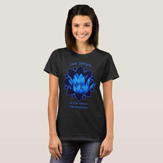 Blue Lotus Simplicity Inspirational Quote  Tシャツ (正面フル)