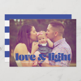 Blue Love and Light 独身の Photo Hanukkahカード シーズンカード