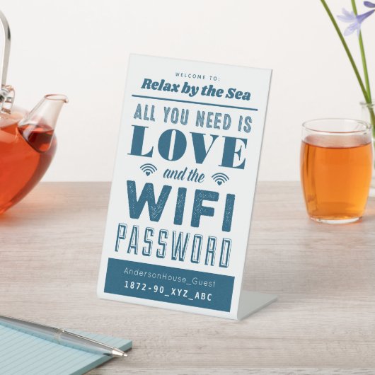 Blue Love and Wifiホームネットワークとパスワードの署名 台座サイン (インサイチュ)