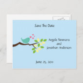 Blue Love Birdが日付を保存 案内ポストカード (正面/裏面)