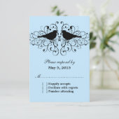 Blue Love Bird Swirls応答カード 出欠カード (スタンド正面)