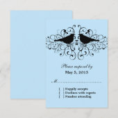 Blue Love Bird Swirls応答カード 出欠カード (正面/裏面)