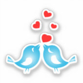 Blue Love Birds Red Hearts シール (正面)