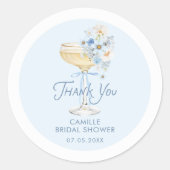 Blue Love in Bloom Bridal Shower Thank You ラウンドシール (正面)