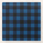 Blue Lumberjack Plaid ガラスコースター (正面)