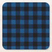 Blue Lumberjack Plaid スクエアペーパーコースター (正面)