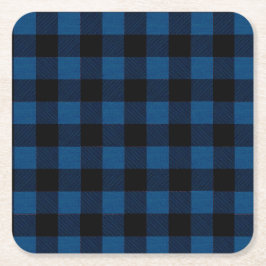 Blue Lumberjack Plaid スクエアペーパーコースター
