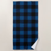 Blue Lumberjack Plaid ビーチタオル (正面)
