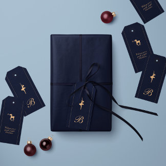 Blue luxury Christmas personalized gift tag ギフトタグ