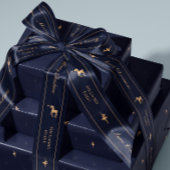 Blue luxury Christmas personalized ribbon サテンリボン