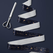 Blue luxury Christmas personalized ribbon サテンリボン