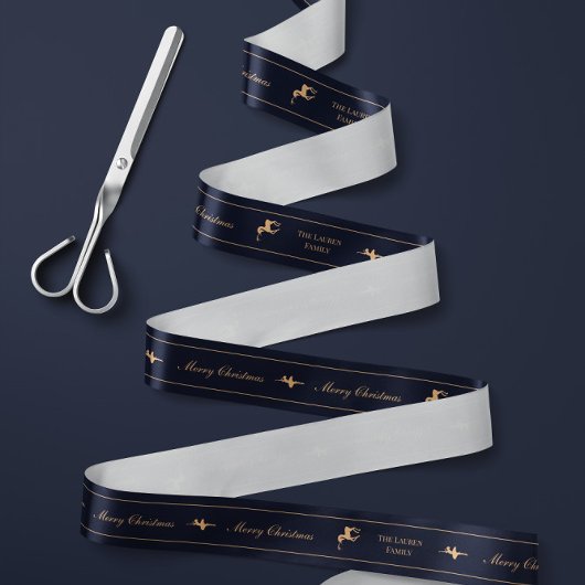 Blue luxury Christmas personalized ribbon サテンリボン