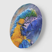 Blue Macaw Parrot ラージ壁時計 (傾斜)