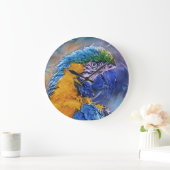 Blue Macaw Parrot ラージ壁時計 (ホーム)