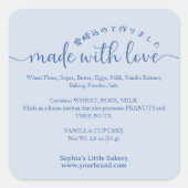 Blue Made with Love Script Ingredient Product スクエアシール (正面)