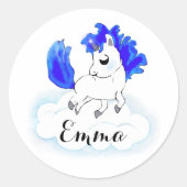 Blue magic fantasy unicorn lover ラウンドシール (正面)