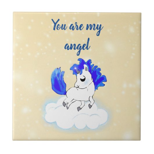 Blue Magical and funny little unicorn タイル (正面)