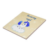 Blue Magical and funny little unicorn タイル (側面)