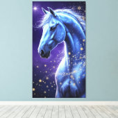Blue Magical Horse Under Starry Night Sky キャンバスプリント (インサイチュ (ウッドフロア))