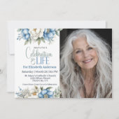 Blue Magnolia and Peony Celebration Of Life 招待状 (正面)