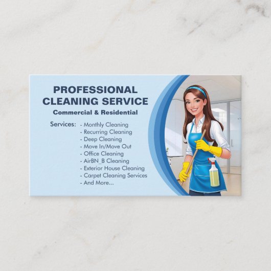 Blue Maid House Cleaning Services Janitorial Clean 名刺 (正面)