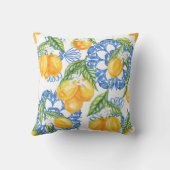 Blue Majolica Tile and Watercolor Lemons クッション (裏面)