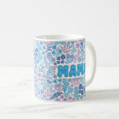 Blue Mama Boho Floral Pattern Mother's Day コーヒーマグカップ (正面右)