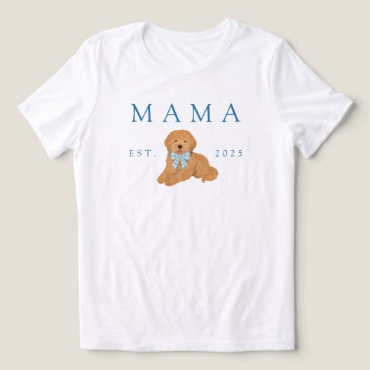 Blue Mama Golden Doodle Puppy Birthday トライブレンドＴシャツ (デザイン正面)