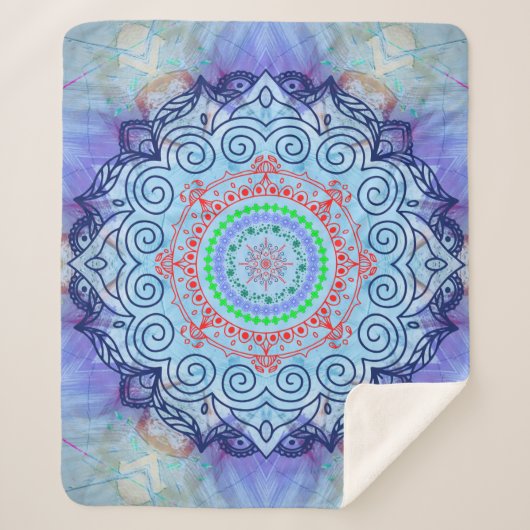 Blue Mándala シェルパブランケット (正面)