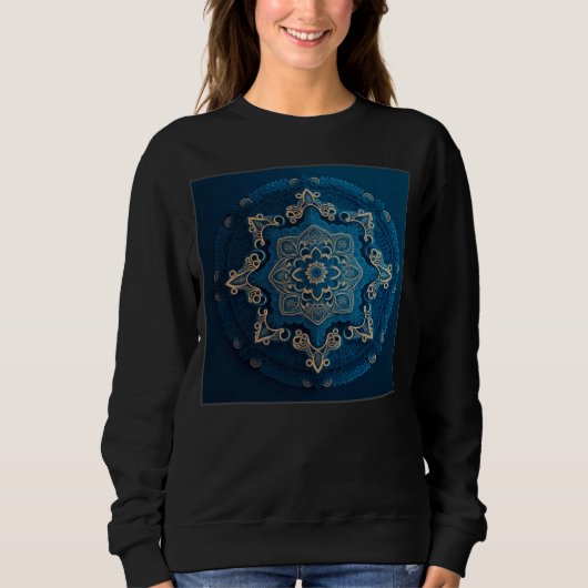 Blue Mandala Divine Illustration Unique Luck Women スウェットシャツ (正面)