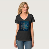 Blue Mandala Divine Illustration Unique Luck Women Tシャツ (正面フル)