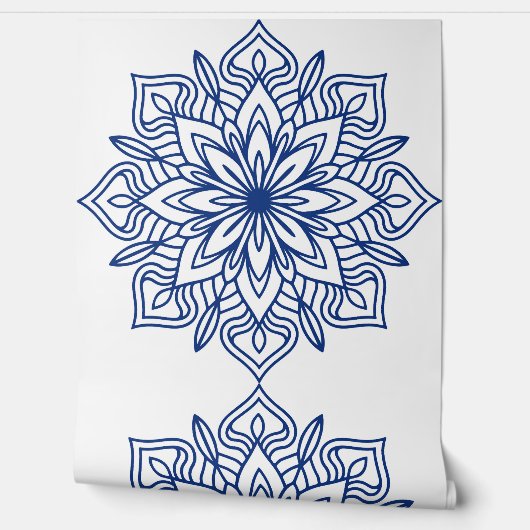blue mandala geometric seamless pattern decorative 壁紙 (ほどく)
