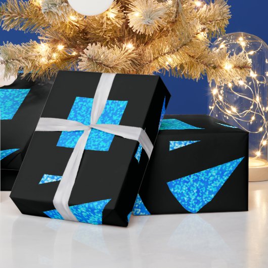 Blue Mandala Sparkles ラッピングペーパー (クリスマス)