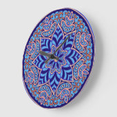 Blue Mandala Wall Clock ラージ壁時計 (傾斜)