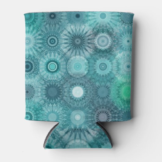 Blue Mandalas Abstract Ornate Pattern 缶クーラー (正面)