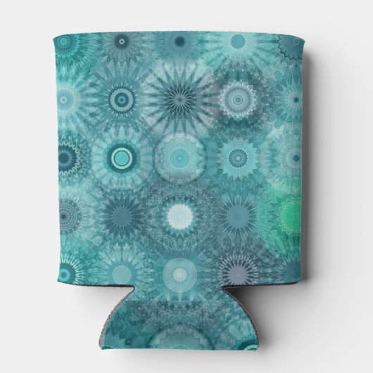 Blue Mandalas Abstract Ornate Pattern 缶クーラー (裏面)