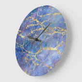 Blue Marble金ゴールド抽象芸術テクスチャ ラージ壁時計 (傾斜)