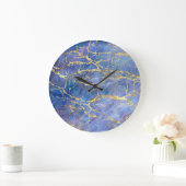 Blue Marble金ゴールド抽象芸術テクスチャ ラージ壁時計 (ホーム)