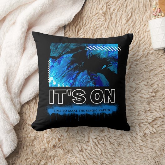 Blue Marble Abstract Acrylic Street Graphic クッション (ブランケット)